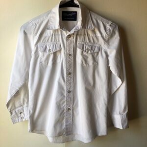 Boys 7/8 Wangler Long Sleeve White Pearl Button Dress Shirt